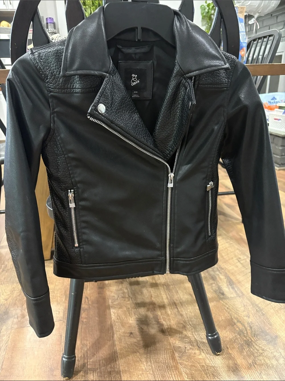 Kids Black Faux Leather Moto Jacket